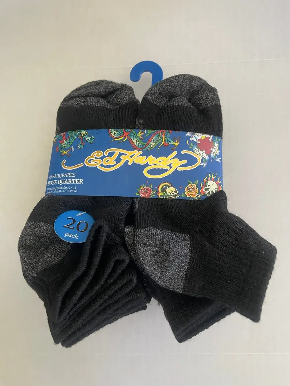 20 PAIR KIDS ED HARDY QUARTER SOCKS SIZE NEW
